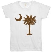 Buy a Chocloate Brown Palmetto Moon Organic Women's T-Shirt. The palmetto moon is a symbol of South Carolina pride.