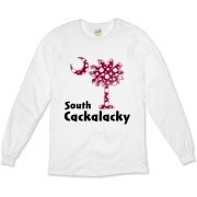 Garnet and Black Polka Dots South Cackalacky Palmetto Moon Organic Long Sleeve T-Shirt features a Polka Dot South Carolina palmetto moon logo in garnet.
