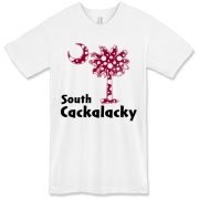 Garnet and Black Polka Dots South Cackalacky Palmetto Moon American Apparel T-Shirt features a Polka Dot South Carolina palmetto moon logo in garnet.