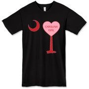 A Candy Heart Palmetto Moon for a Carolina Girl! Perfect for Valentine's Day, it features a pink candy heart on the South Carolina Palmetto Moon with Carolina Girl.