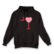 A Candy Heart Palmetto Moon Hooded Sweatshirt for an Angel! Perfect for Valentine's Day, it features a pink candy heart on the South Carolina Palmetto Moon with Angel.