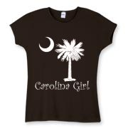 Buy a White Carolina Girl Best in the World Women's Fitted Baby Rib Tee featuring the palmetto moon. Carolina Girls are truly the best in the world.