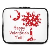 Happy Valentine's Y'all with a White Heart Pattern Palmetto Moon Laptop Sleeve.