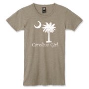 Buy a White Carolina Girl Best in the World Alternative Apparel Women's Destroyed T-Shirt featuring the palmetto moon. Carolina Girls are truly the best in the world.