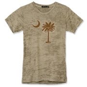Buy a Chocloate Brown Palmetto Moon Alternative Apparel Women's Burnout T-Shirt. The palmetto moon is a symbol of South Carolina pride.