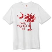 Happy Valentine's Y'all with a White Heart Pattern Palmetto Moon Hanes Cool Dri T-shirt.