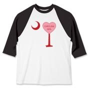 A Candy Heart Palmetto Moon for a Carolina Girl! Perfect for Valentine's Day, it features a pink candy heart on the South Carolina Palmetto Moon with Carolina Girl.
