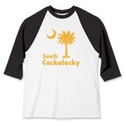 Yellow South Cackalacky Palmetto Moon Baseball Jersey features the South Carolina palmetto moon logo in yellow.