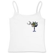 This pocket sized version of Earth and Moon palmetto and crescent moon features a photo of the Earth as the background for the palmetto and a photo of the Moon as a background for the crescent.