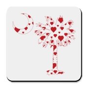 Get a Red Heart Pattern Palmetto Moon for your sweetheart this Valentine's Day! Featuring the South Carolina Palmetto Moon with a red heart pattern in the background.