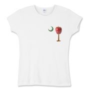 Every Carolina Teacher should have this two sided print School Apple Palmetto Moon Pocket Print Women's Fitted Baby Rib Tee that features the South Carolina palmetto with an apple and chalkboard moon.
