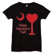 Happy Valentine's Y'all with a Heart Palmetto Moon. Get your Happy Valentine's Y'all shirt, apparel, or other gift item today!