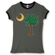 Buy a Christmas Palmetto Moon Women's Fitted Ringer Tee and have a Merry Christmas, South Carolina style.