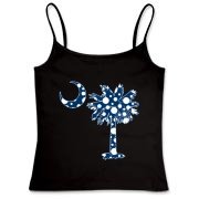 Buy a Blue Polka Dot Palmetto Moon Women's Fitted Camisole Tank that features a blue palmetto moon with white polka dots.