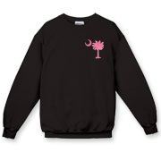 Buy a Pink Palmetto Moon Crewneck Sweatshirt featuring a smaller palmetto printed on the left chest area. The palmetto moon is a symbol of South Carolina pride.
