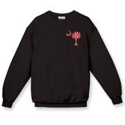 Get a White Heart Pattern Palmetto Moon Crewneck Sweatshirt for your sweetheart this Valentine's Day! Featuring the a smaller pocket sized version of the South Carolina Palmetto Moon with a white heart pattern printed smaller on the left chest area.
