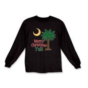 Merry Christmas Y'all Palmetto Moon shirts, apparel and gifts. Celebrate Christmas in South Carolina with this festive design.