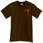 Get a Heart Palmetto Moon for your sweetheart this Valentine's Day! Featuring the a smaller pocket sized version of the South Carolina Palmetto Moon with a red heart printed in the pocket area of a shirt or apparel item.