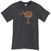 A chocolate brown palmetto and crescent moon. The palmetto is a symbol of South Carolina pride. Buy the chocolate brown palmetto moon on a t-shirt, sweatshirt, or other clothing or gift item.
