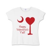 Happy Valentine's Y'all with a Heart Palmetto Moon. Get your Happy Valentine's Y'all shirt, apparel, or other gift item today!