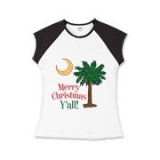 Merry Christmas Y'all Palmetto Moon shirts, apparel and gifts. Celebrate Christmas in South Carolina with this festive design.