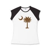 A chocolate brown palmetto and crescent moon. The palmetto is a symbol of South Carolina pride. Buy the chocolate brown palmetto moon on a t-shirt, sweatshirt, or other clothing or gift item.