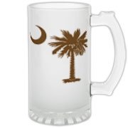 Buy a Chocloate Brown Palmetto Moon Frosted Glass Stein. The palmetto moon is a symbol of South Carolina pride.