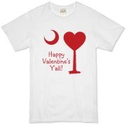 Happy Valentine's Y'all with a Heart Palmetto Moon. Get your Happy Valentine's Y'all shirt, apparel, or other gift item today!