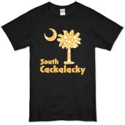 Yellow Polka Dots South Cackalacky Palmetto Moon Organic T-Shirt features a Polka Dot South Carolina palmetto moon logo in yellow.