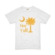 Say hello with the Yellow Hey Y'all Palmetto Moon Organic Kids T-Shirt. It features the South Carolina palmetto moon.