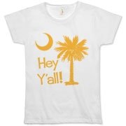 Say hello with the Yellow Hey Y'all Palmetto Moon Organic Women's T-Shirt. It features the South Carolina palmetto moon.