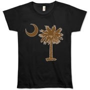 Buy a Chocloate Brown Palmetto Moon Organic Women's T-Shirt. The palmetto moon is a symbol of South Carolina pride.