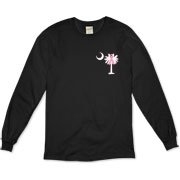 Join the fight against breast cancer in South Carolina! Show you care and be aware with a Join the Fight Pink Ribbon Palmetto Moon Deluxe Organic Long Sleeve T-Shirt. Proceeds from Pink Ribbon Palmetto Moon Join the Fight products donated to help find a c