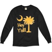 Say hello with the Yellow Hey Y'all Palmetto Moon Organic Long Sleeve T-Shirt. It features the South Carolina palmetto moon.