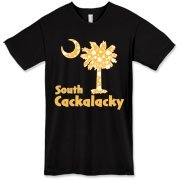 Yellow Polka Dots South Cackalacky Palmetto Moon American Apparel T-Shirt features a Polka Dot South Carolina palmetto moon logo in yellow.
