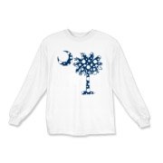 Blue Polka Dot Palmetto Moon Kids Long Sleeve T-Shirt features a blue palmetto moon with white polka dots and is a fun variation on the South Carolina flag palmetto logo.