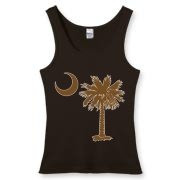 Buy a Chocloate Brown Palmetto Moon Women's Fitted Tank Top. The palmetto moon is a symbol of South Carolina pride.