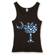 Buy a Blue Polka Dot Palmetto Moon Women's Fitted Tank Top that features a blue palmetto moon with white polka dots.
