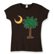 Buy a Christmas Palmetto Moon Women's Fitted Baby Rib Tee and have a Merry Christmas, South Carolina style.