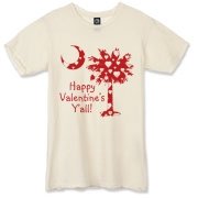 Happy Valentine's Y'all with a White Heart Pattern Palmetto Moon Alternative Apparel Destroyed T-Shirt.