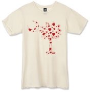 Buy a Red Heart Pattern Palmetto Moon Alternative Apparel Destroyed T-Shirt for your sweetheart this Valentine's Day! Featuring the South Carolina Palmetto Moon with a red heart pattern in the background.