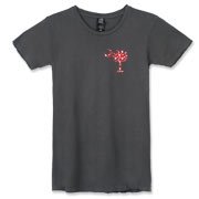 Get a White Heart Pattern Palmetto Moon Alternative Apparel Women's Destroyed T-Shirt for your sweetheart this Valentine's Day! Featuring the a smaller pocket sized version of the South Carolina Palmetto Moon with a white heart pattern printed smaller on