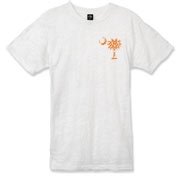 Buy an Orange Polka Dot Palmetto Moon Alternative Apparel Burnout T-Shirt 		 that features a orange palmetto moon with white polka dots printed smaller on the left chest area.