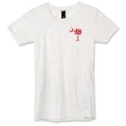 Get a White Heart Pattern Palmetto Moon Alternative Apparel Women's Burnout T-Shirt for your sweetheart this Valentine's Day! Featuring the a smaller pocket sized version of the South Carolina Palmetto Moon with a white heart pattern printed smaller on th