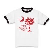 Happy Valentine's Y'all with a White Heart Pattern Palmetto Moon. Get your Happy Valentine's Y'all shirt, apparel, or other gift item today!