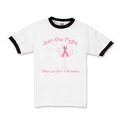 Join the fight against breast cancer in South Carolina! Show you care and be aware with a Join the Fight Pink Ribbon Palmetto Moon Kids Ringer T-Shirt. Proceeds from Pink Ribbon Palmetto Moon Join the Fight products donated to help find a cure.