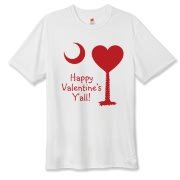 Buy a Happy Valentine's Y'all with a Heart Palmetto Moon Hanes Cool Dri T-shirt.