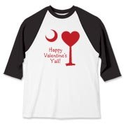 Happy Valentine's Y'all with a Heart Palmetto Moon. Get your Happy Valentine's Y'all shirt, apparel, or other gift item today!