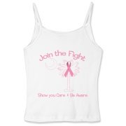 Join the fight against breast cancer in South Carolina! Show you care and be aware with a Join the Fight Pink Ribbon Palmetto Moon Women's Fitted Spaghetti Strap Tank. Proceeds from Pink Ribbon Palmetto Moon Join the Fight products donated to help find a