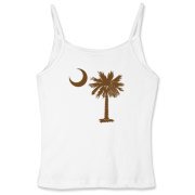 A chocolate brown palmetto and crescent moon. The palmetto is a symbol of South Carolina pride. Buy the chocolate brown palmetto moon on a t-shirt, sweatshirt, or other clothing or gift item.
